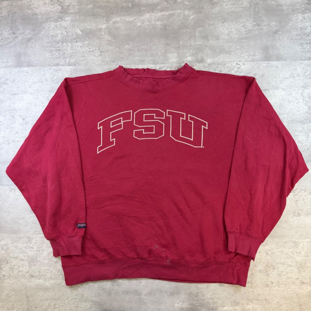 Vintage JanSport FSU Florida State University Sweatshirt XL Garnet Red Pullover